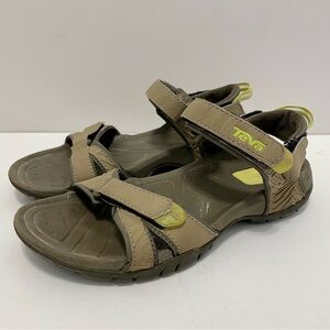 Teva Women’s Numa Sandals- Tan and Green Size 7